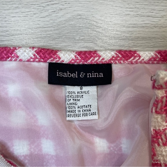 Isabel & Nina Pink White Tweed Blazer Skirt Set Coquette Chic Women’s size 8 - Picture 12 of 17